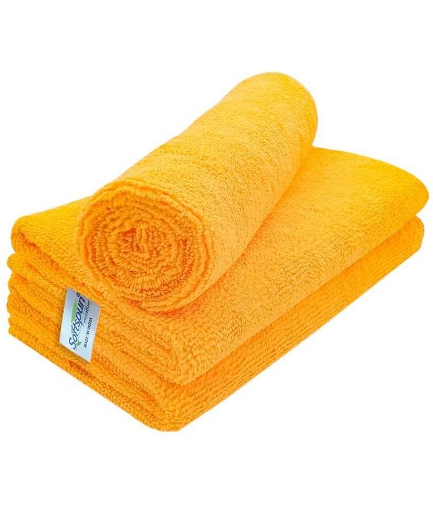 SOFTSPUN Microfiber Cleaning Cloths, 3pcs 40x40cms 340GSM Orange! Highly Absorbent, Lint and Streak Free, Multi -Purpose Wash Cloth for Kitchen, Car, Window, Stainless Steel, silverware.