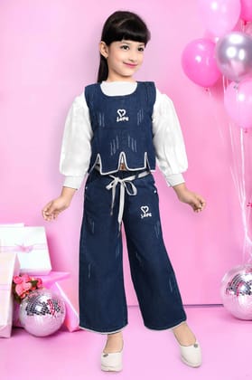 Girls 3 Piece Denim Co-Ord Set [GCS-9683] (1-12Years)-4-5Y (Size - 24) / Imported / Blue