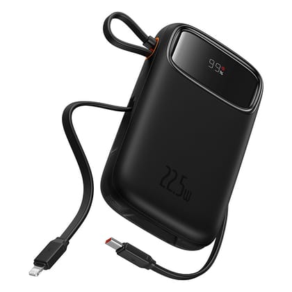 OS-Baseus Qpow2 Dual-Cable Digital Display Fast Charge Power22.5W  Cluster Black-Black / 10000