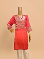 Short Kurta With Patch Work Reddish Pink, Size-L