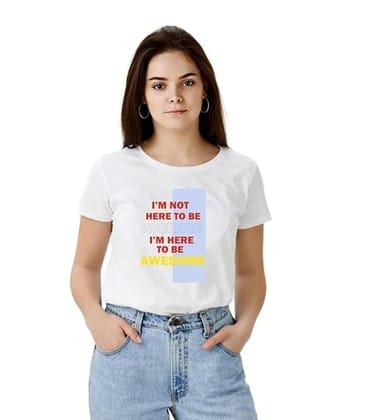 Women's Polyester Solid Printed Round Neck Half Sleeve T-Shirt (White, L)-PID55667