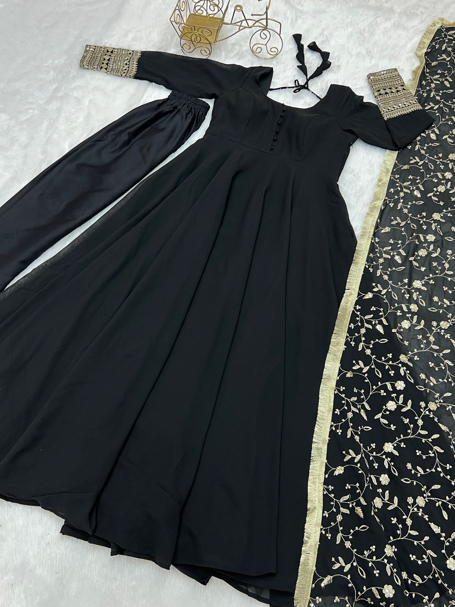 Designer Party Wear Anarkali Gown Pent And Dupatta