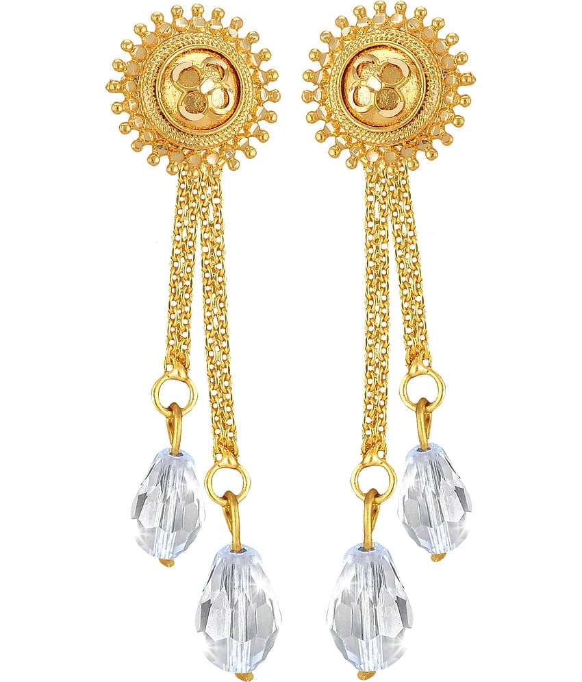 Vighnaharta Golden Drop Earrings ( Pack of 1 )