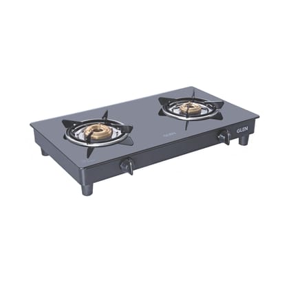 2 Burner  Glass Gas Stove with Brass Burner Black (CT1020GTBBBL)