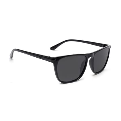 Dervin Lightweight UV Protection Square shaped Polarized Sunglasses for Men and women-Shiny-Black