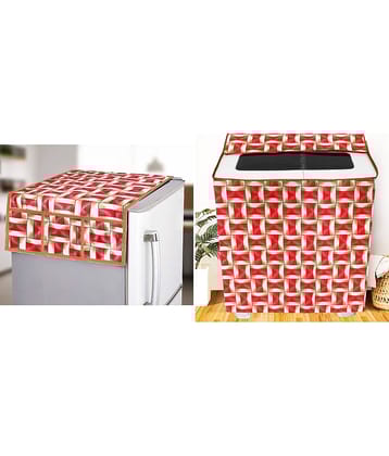 E-Retailer Set of 2 Polyester Red Washing Machine Cover for Universal Semi-Automatic