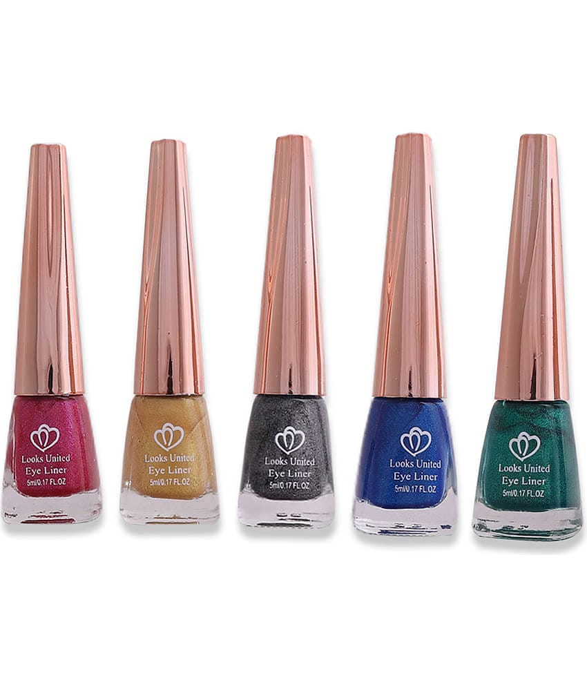 Looks United - Blue Metalic Eye Liner Liquid ( Pack of 5 )