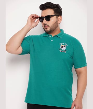 GET GOLF Pack of 1 Cotton Blend Regular Fit Embroidered Half Sleeves Men's Polo T Shirt ( Green )