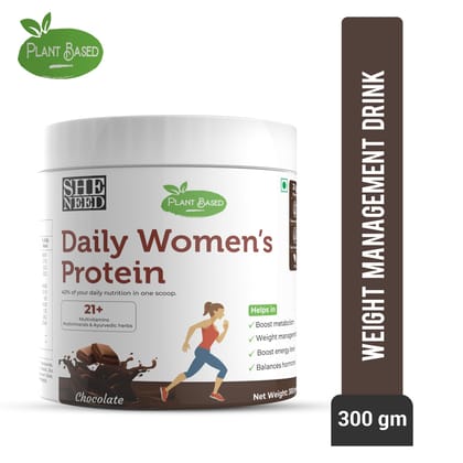 SheNeed Plant Based Daily Women’s Protein Drink with 21+ Nutrients for Women with Sitawar, Turmeric and Iron, Calcium For Hormone Balance, Bone, Hair And Skin & Muscle-300gm