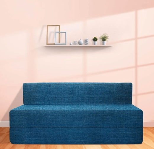 Starlon 3 Seater Sofa Cum Bed | Foldable Sofacum Bed | Jute Fabric Washable Cover Sofa (Teal, 6X6.5 Ft)
