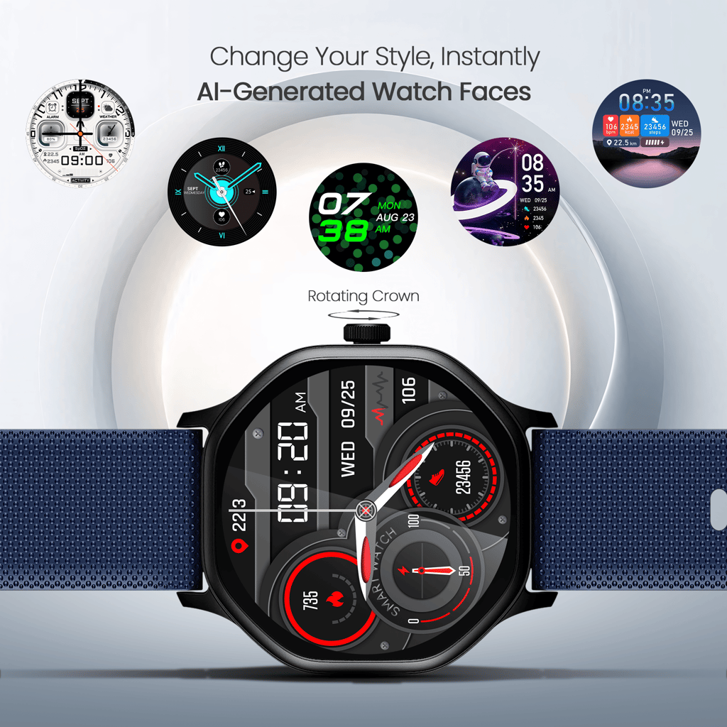 Cellecor E7 Cosmic 1.39" HD OGS Display I BT Calling I AOD Display I smart Watch in  Blue