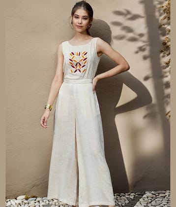 Pannkh Beige Rayon Jumpsuit - Single