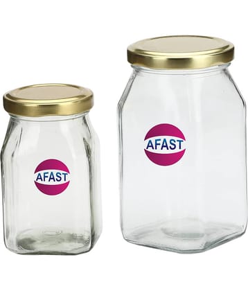 Afast Glass Container, Transparent, Pack Of 2, 300 ml