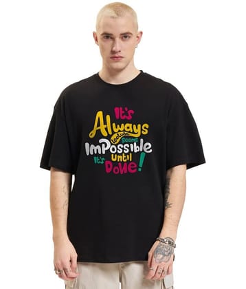 Leotude Pack of 1 Cotton Blend Oversized Fit Men's T-Shirt ( Black )