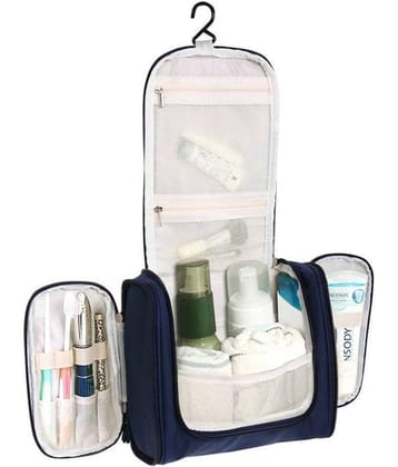 House Of Quirk Blue Toiletry Bag with Hanging Hook