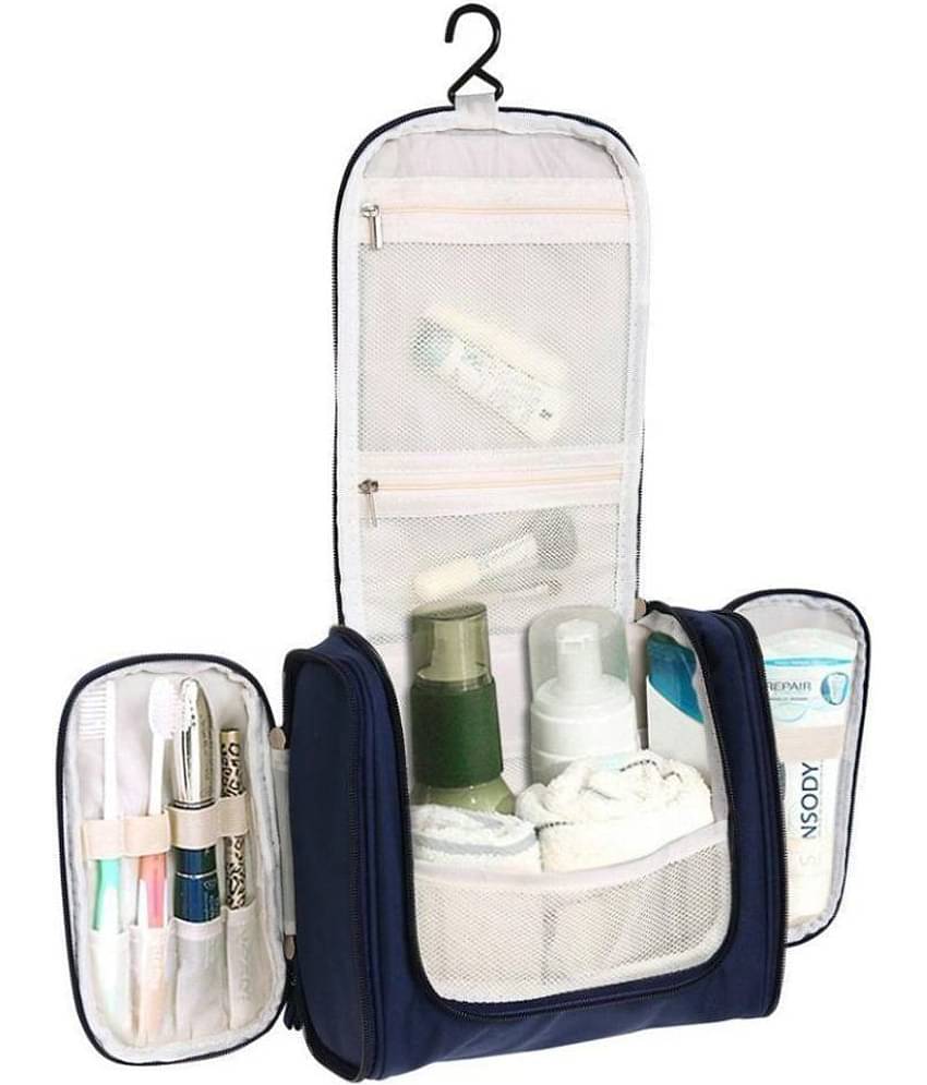 House Of Quirk Blue Toiletry Bag with Hanging Hook