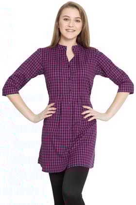 Hive91 Pink Checkered Tunic for Women Made of Cotton XXL