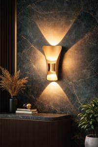 Modern Gold Up Down LED Wall Light | Designer Indoor Outdoor Wall Lamp | Warm White Decorative Wall Sconce | Waterproof IP65 | SPARKWORLD Modern Gold Up Down LED Wall Light | Designer Indoor Outdoor Wall Lamp | Warm White Decorative Wall Sconce | Waterproof IP65 | SPARKWORLD