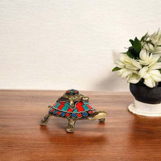 Brass Father Sun Tortoise Set  Symbol of Protection, Stability & Good Fortune