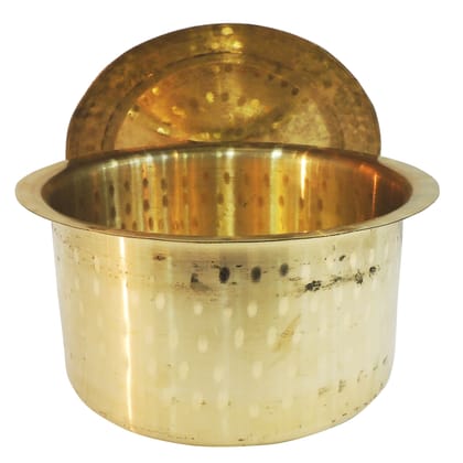 Brass Bhagona With Lid 4.5 Liter | Premium Kitchen Vessel, Height : 6 Inch (ZMAS637 F)