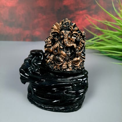 Ganesh Smoke Fountain | Backflow Incense Holder Burner Cum Decorative Showpiece | Smoke Waterfall - For Home, Puja, Living room, Office Decor & Gift - 4 Inch