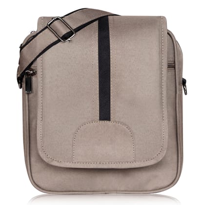 Mink Grey Casual PVC Coated Matty Fabric Cross Body Sling Bag For Men SL10