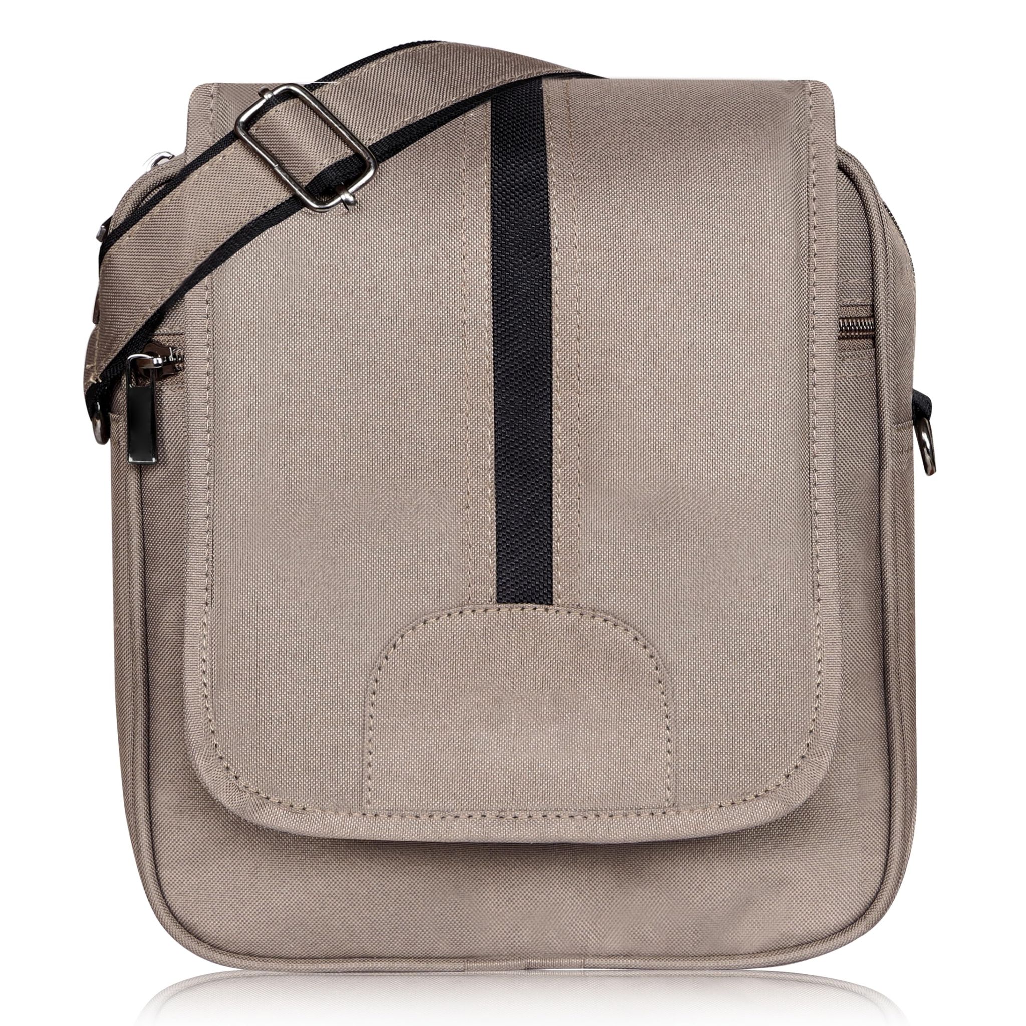 Mink Grey Casual PVC Coated Matty Fabric Cross Body Sling Bag For Men SL10