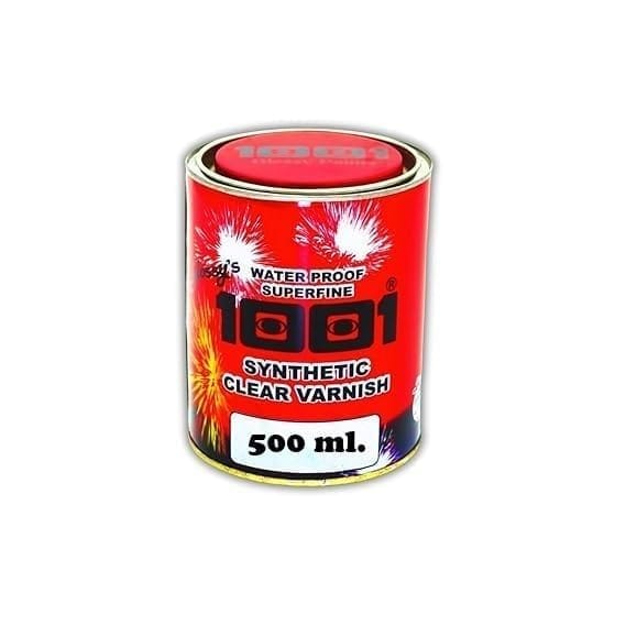 1001 Synthetic Clear Varnish, Waterproof Superfine, Transparent Wood Varnish I Tough Finish, enhances Wood Grain, Good for Furniture & cabinets. 500 ml