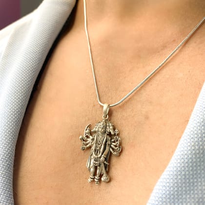 925 Silver Panch Shakti Hanuman pendant and chain-Pendant