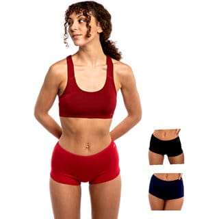 AshleyandAlvis Micro Modal, Anti Bacterial, Skinny Soft, Premium Boysleg Women Boy Short Black, Dark Blue, Red Panty  (Pack Of 3)