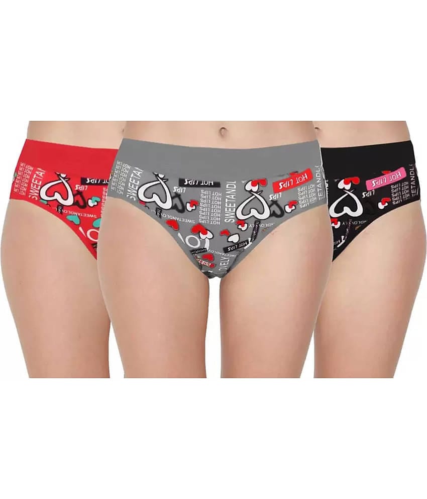 DOOZIE LOVEPLUS Pack of 3 Cotton Printed Women's Hipster ( Multicolor )
