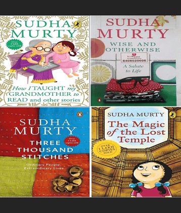 Sudha Murty 4 Books Combo: Wise and Otherwise + The Magic of lost Temple + How i taught my grandmother to read + Three Thousands Stitches
