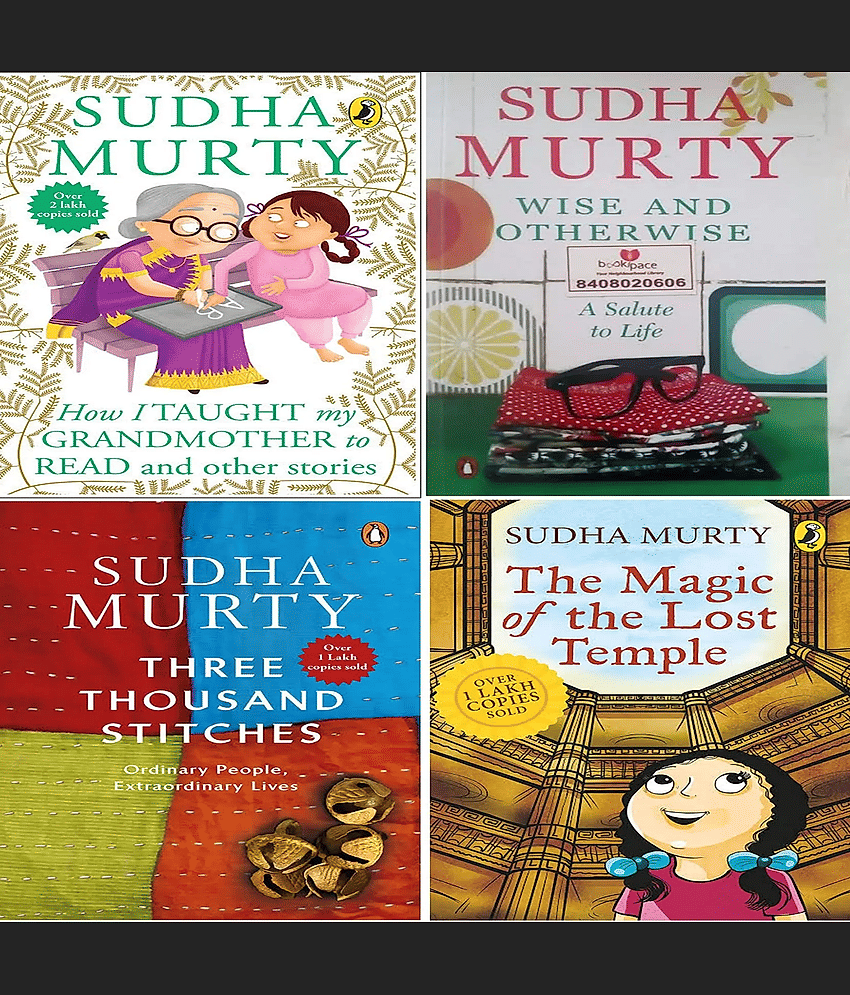 Sudha Murty 4 Books Combo: Wise and Otherwise + The Magic of lost Temple + How i taught my grandmother to read + Three Thousands Stitches