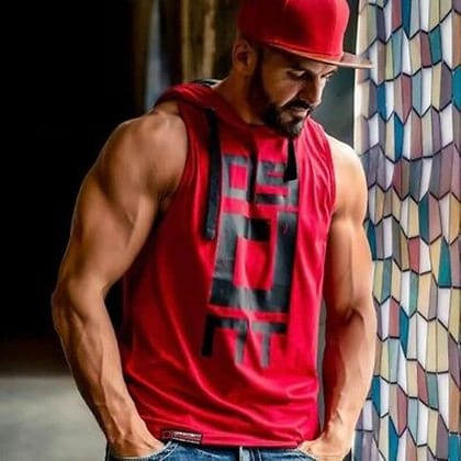 HOT BUTTON Get Ready to Sweat in Style Men's Sleeveless Workout Hoodies - Perfect for Bodybuilding, Fitness, and Sports - Shop Now