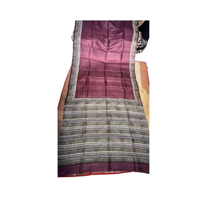 Elegant Maroon Silk Saree with Vibrant Red Border, Luxurious Handblock Tree Motifs, Ideal for Weddings and Special Events, Exclusively Handcrafted for Women and Brides