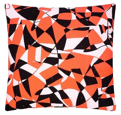 KOKO Home Orange Abstract Digital Print Cushion Covers - Cotton Fabric 16x16 Inches (40x40cm) Square Shape with Zipper Closure for Sofa, Chair, Bed (Set of 5)