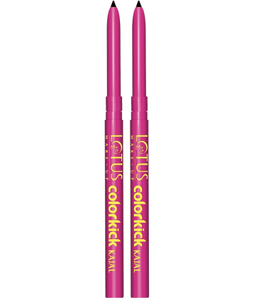 Lotus Makeup Colorkick Kajal Black, Pencil Stick, Smudge Proof & Water Proof, 0.28g (Pack of 2)