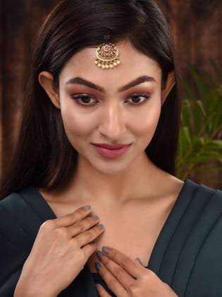 Gold Plated Multi AD Studded Maang Tikka