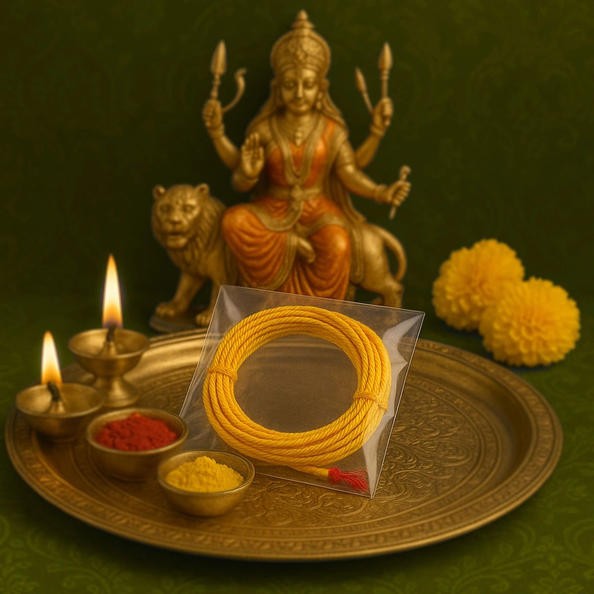 Giri Nonbu Charadu | Yellow Janeu  | Thread Janeu  | Nonbu Kayiru  | Nombu Saradu for Pooja 10 Pcs