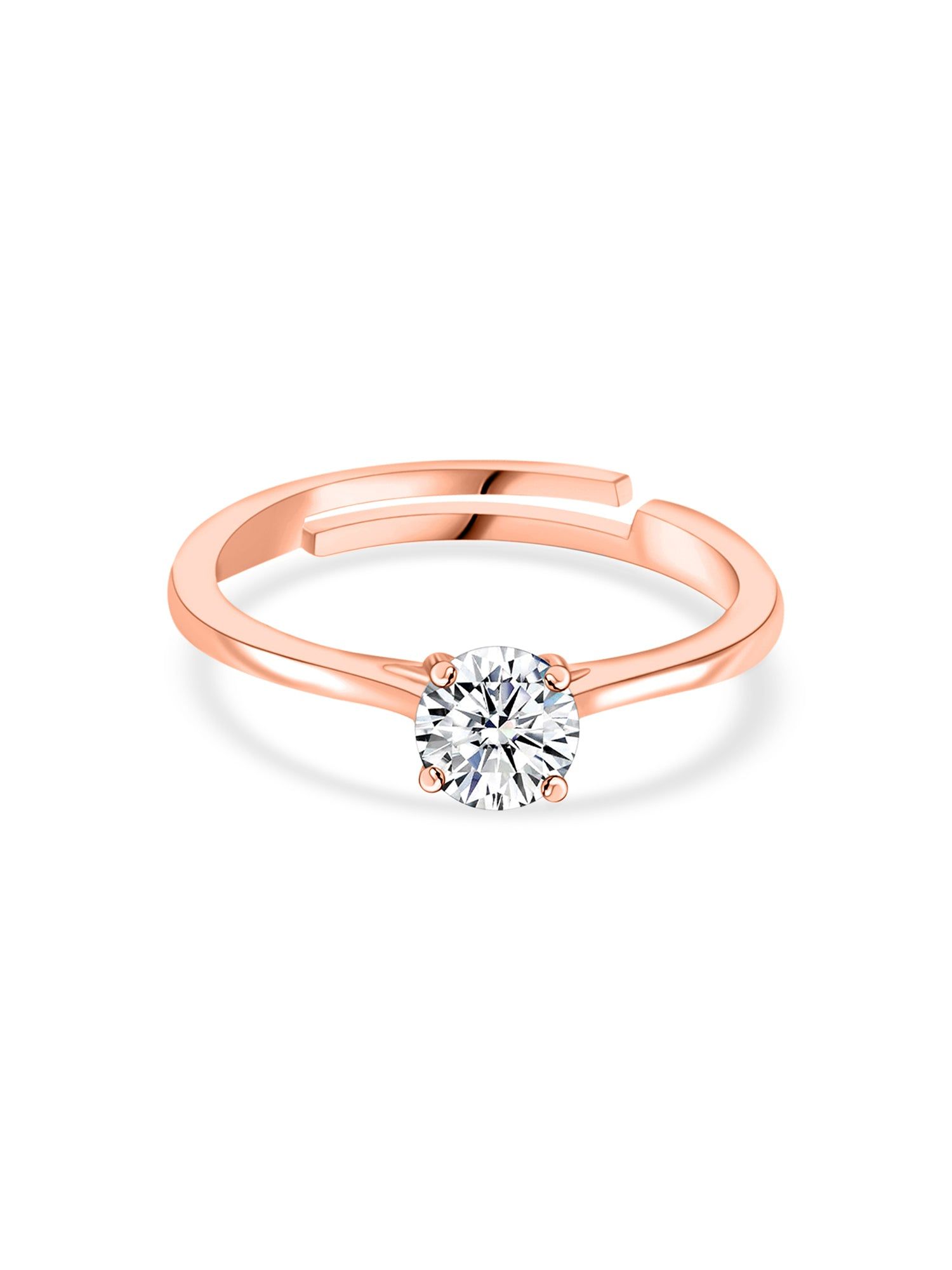 1 Carat Single Solitaire Adjustable Rose Gold Ring For Women-Adjustable