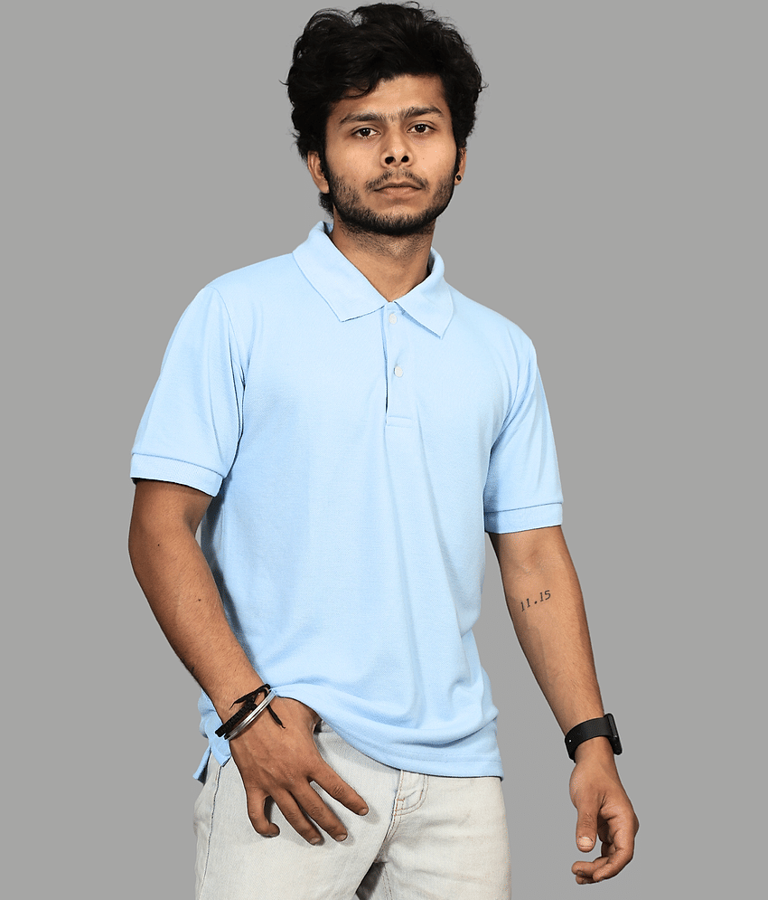 Forbro - Sky Blue Cotton Regular Fit Men's Sports Polo T-Shirt ( Pack of 1 )