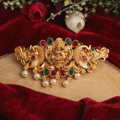 Women Gold-Toned Beaded French Barrette