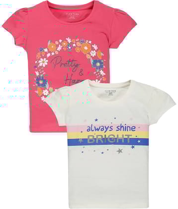 PLUM TREE Pack of 2 Girls 100% Cotton T-Shirt ( Navy Blue )