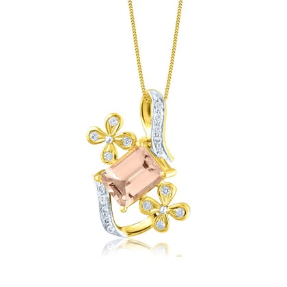 Senco Gold Story of Flowers Diamond Pendant (2.9 gram / 0.15 Ct / HI-SI / 18K Yellow Gold)
