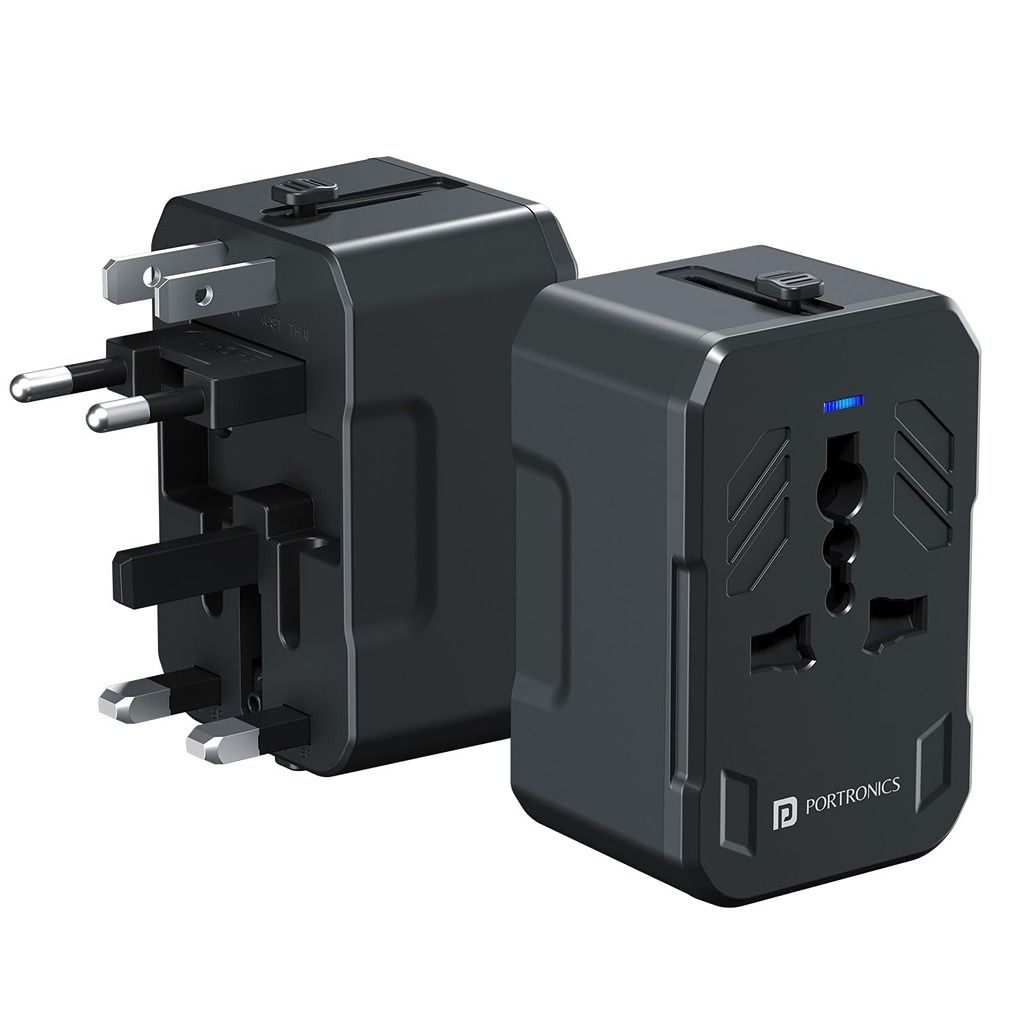Portronics Juicemate 4 Universal Travel Adapter (Black)