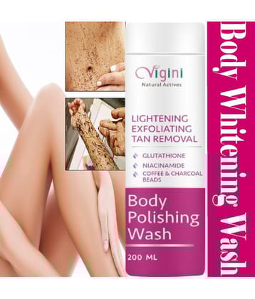 Vigini Skin Lightening Whitening Fairness Body Brightening Polishing Exfoliating Exfoliator D-Tan Pigmentation Dark Spots Removal Remover Scrub Sho@wer Gel Face Wash Glutathione Niacinamide 