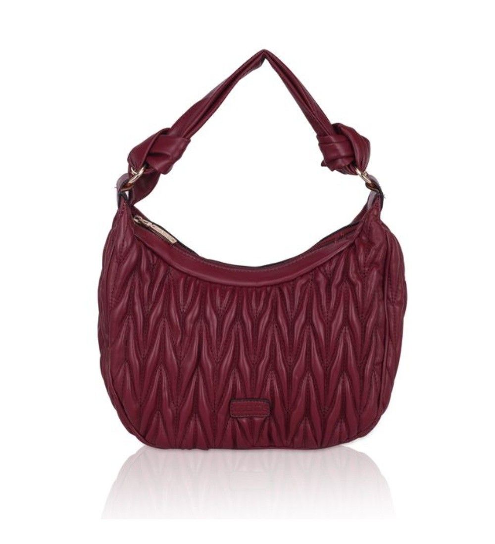 Women's Faux Leather Textured Handbag (Red)