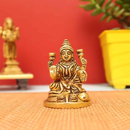 Sacred Lakshmi Statue in Brass - 3 inch Height