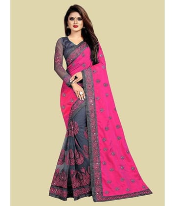 Aika Silk Blend Embellished Saree With Unstitched Blouse Piece ( Black )