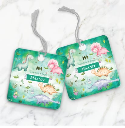 Dinoland Gift Tag (kids)-Green Watercolor